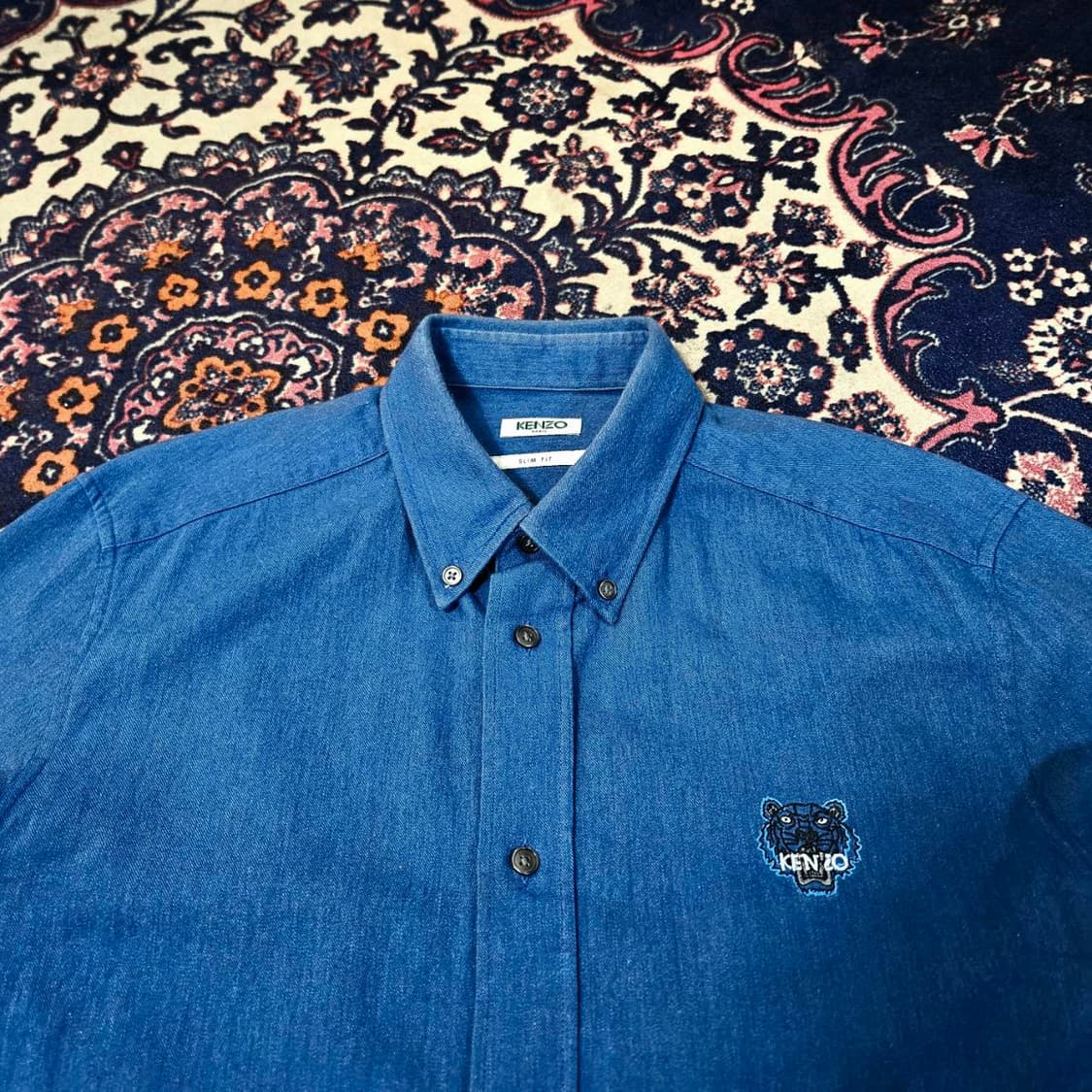 겐조(KENZO) 버진울 코튼 혼방 시그니쳐 로고 버튼다운 셔츠 상품이미지3