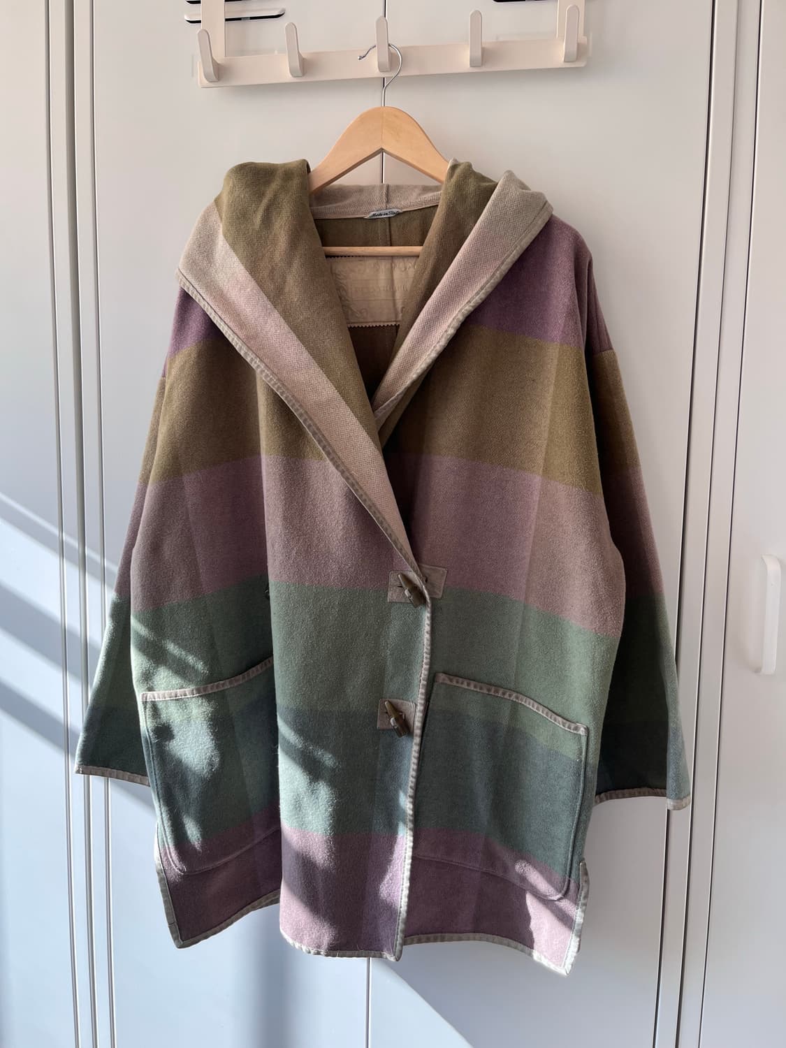 Vintage  후드 케이프형 투버튼 더플 코트 상품이미지5