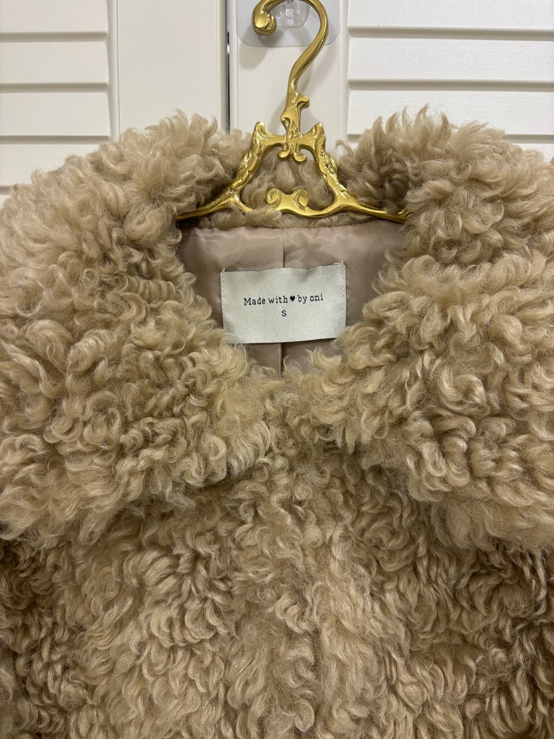 양털 에코 퍼 자켓 세미크롭 베이지 아우터 퍼코트 상품이미지3