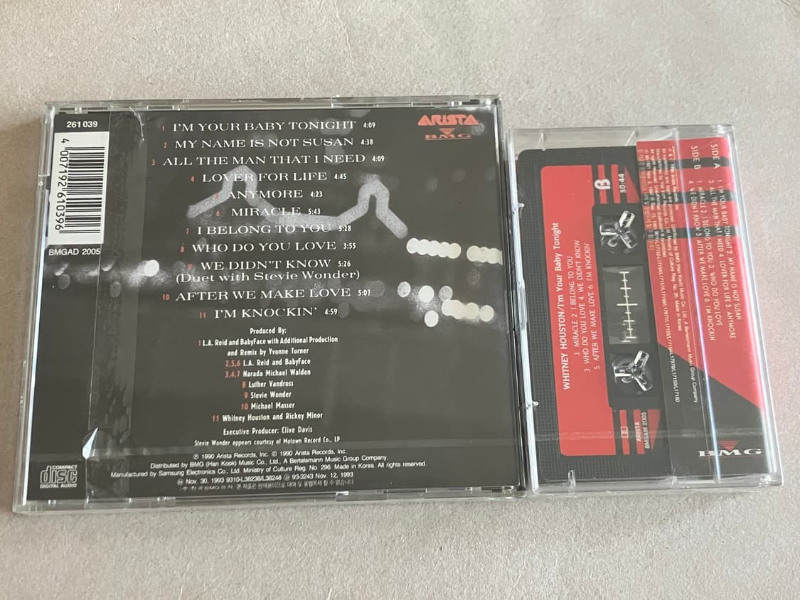 90년대 휘트니휴스턴 3집 라이센스 초판 미개봉 CD + 카세트테이프 팝 상품이미지5