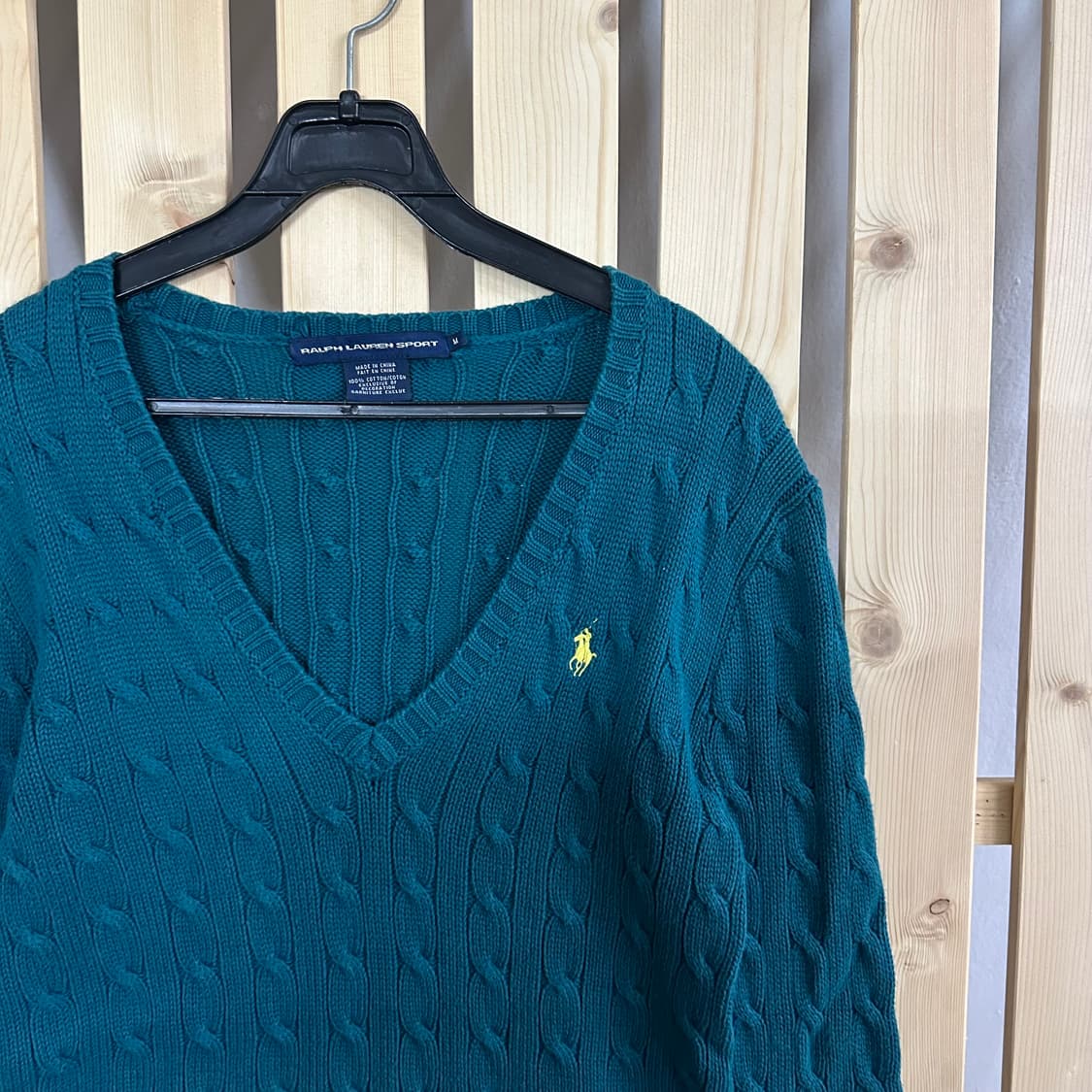 (S) 폴로 블루 그린 케이블 니트 스웨터 상품이미지4