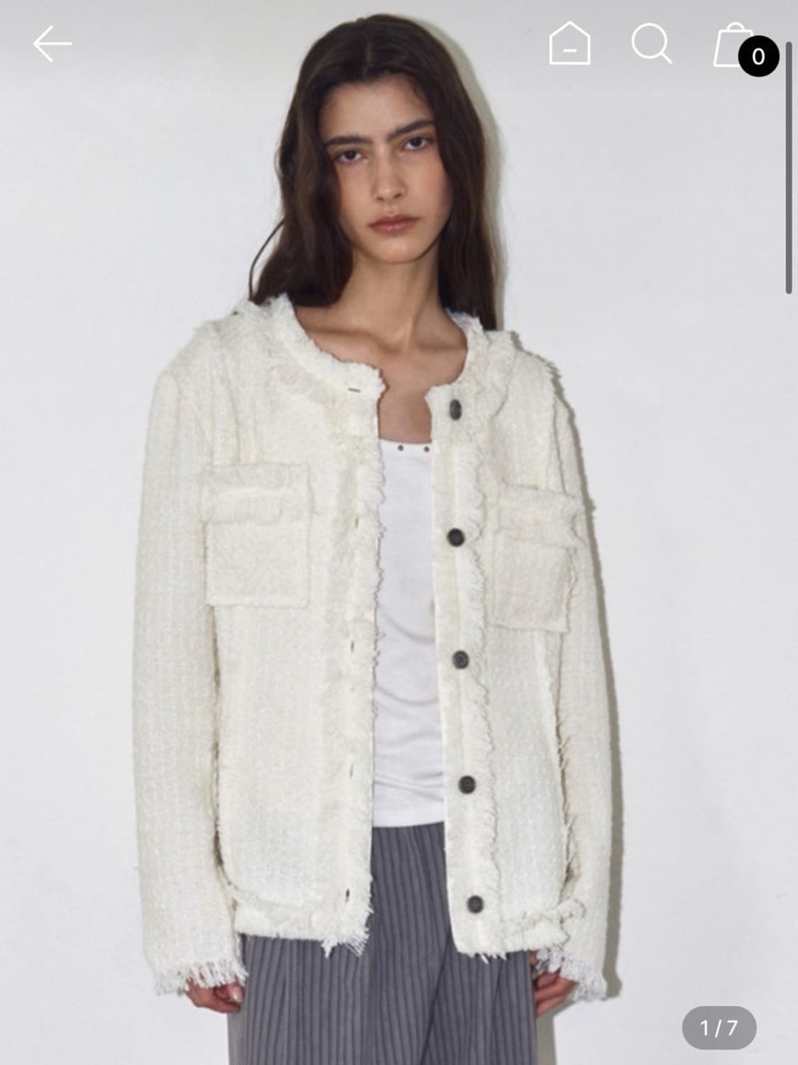 [OS] 폴리수엠 프린지드 트위드 자켓 (아이보리) 상품이미지1