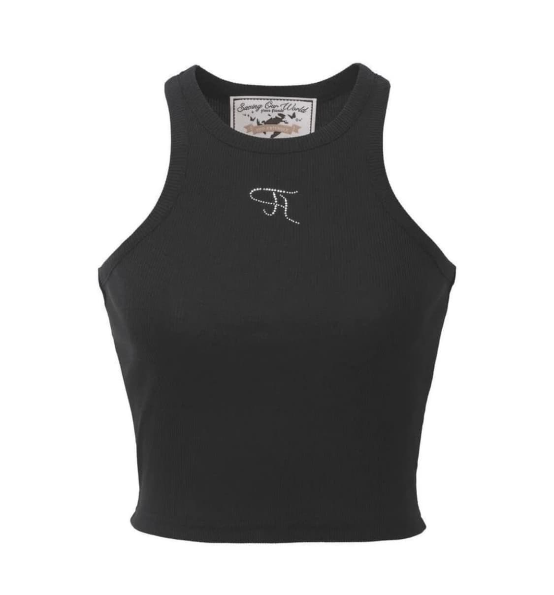 쓰리타임즈 쓰탐 쥬얼 탱크탑 크롭 블랙 S 상품이미지1