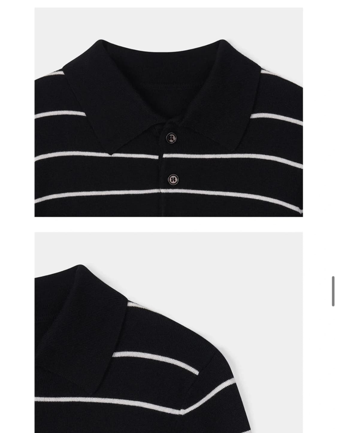 모노 스트라이프 카라 니트 S 블랙 상품이미지4