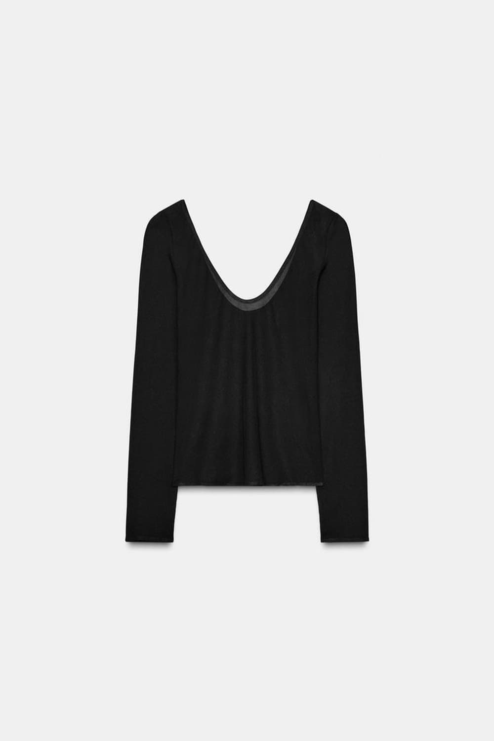 ZARA 자라 시스루 브이넥 니트 탑 티셔츠 블랙 상품이미지4