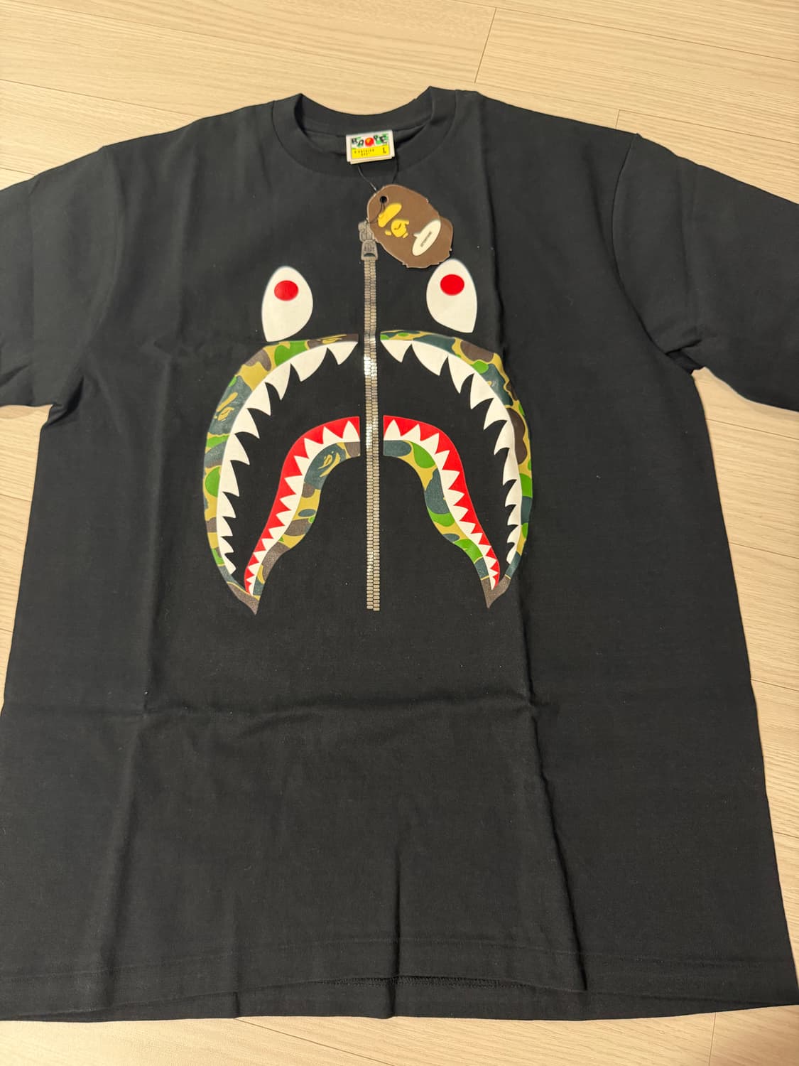 [L] 베이프 샤크 블랙 반팔 티셔츠 (새상품) 상품이미지2