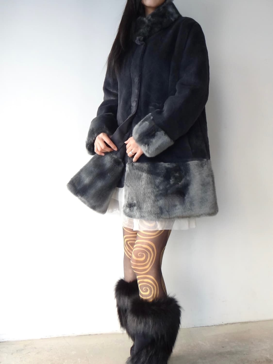 Formal double texture fur coat / grey 상품이미지1