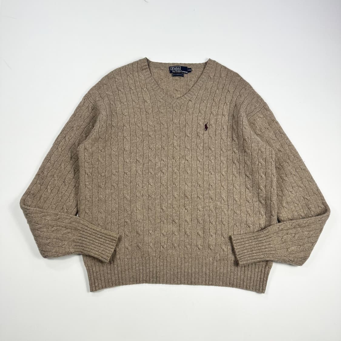 폴로 랄프로렌 클래식 케이블 니트 베이지 실측L 상품이미지1