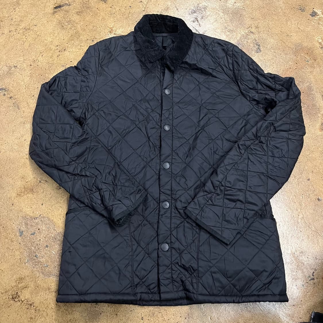 [정품/M] 바버 블랙 퀄팅 자켓 코듀로이 카라 b14 상품이미지2