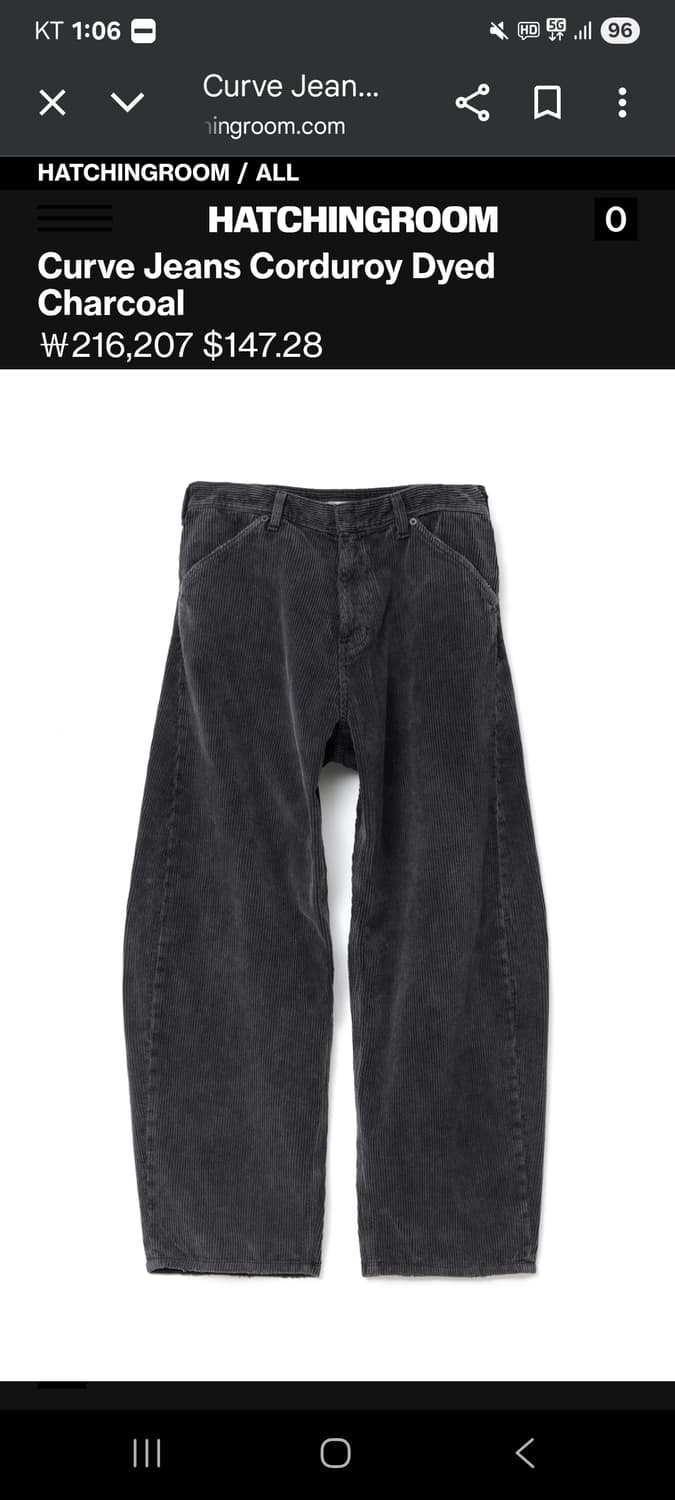 해칭룸 커브진 코듀로이 팬츠 차콜 3 상품이미지1