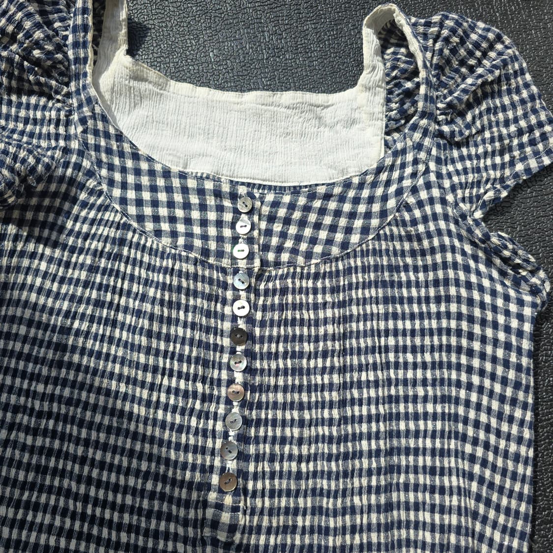일본 빈티지 깅엄체크 퍼프 롱 원피스 상품이미지9