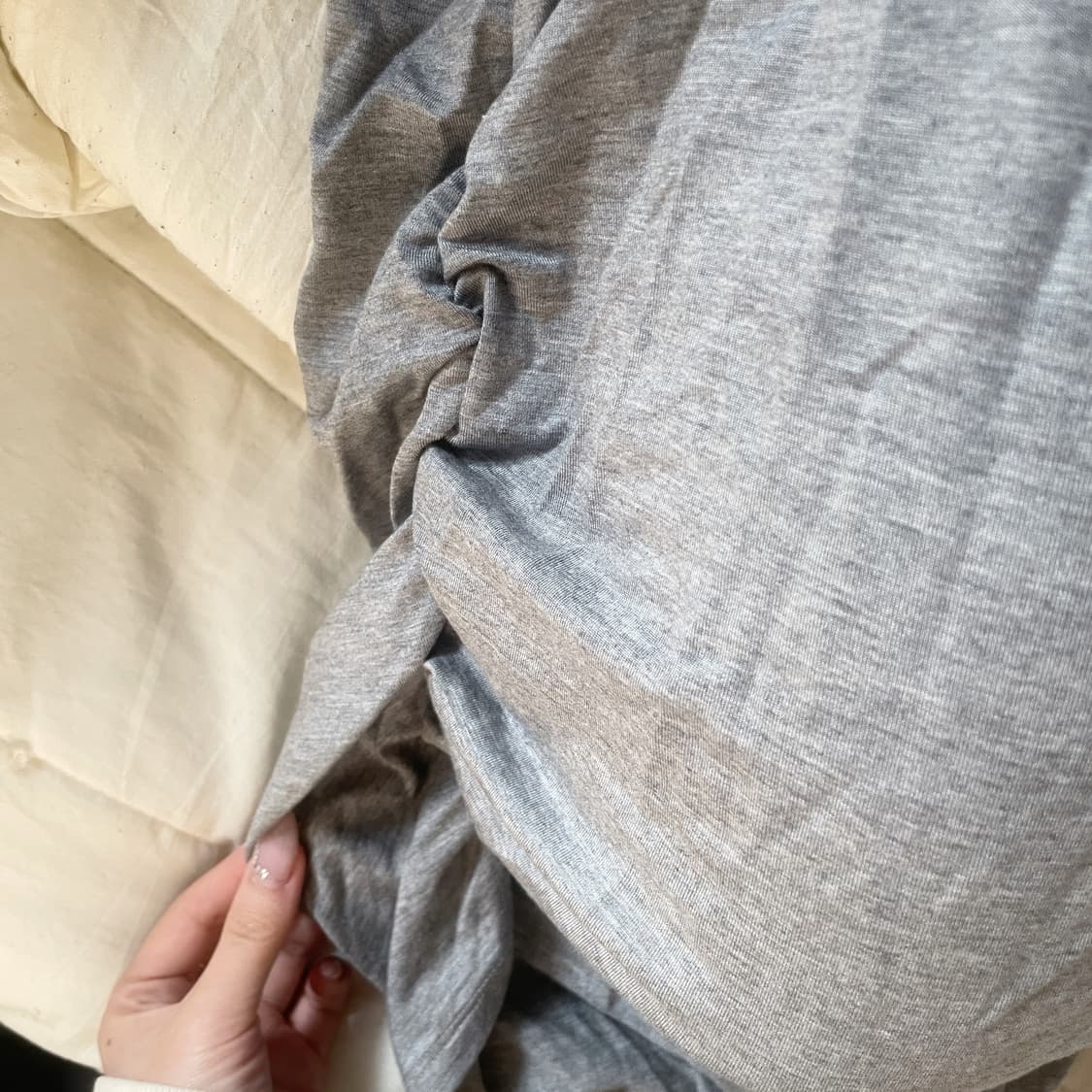 그레이 셔링 반팔 루즈핏 반팔 상품이미지3