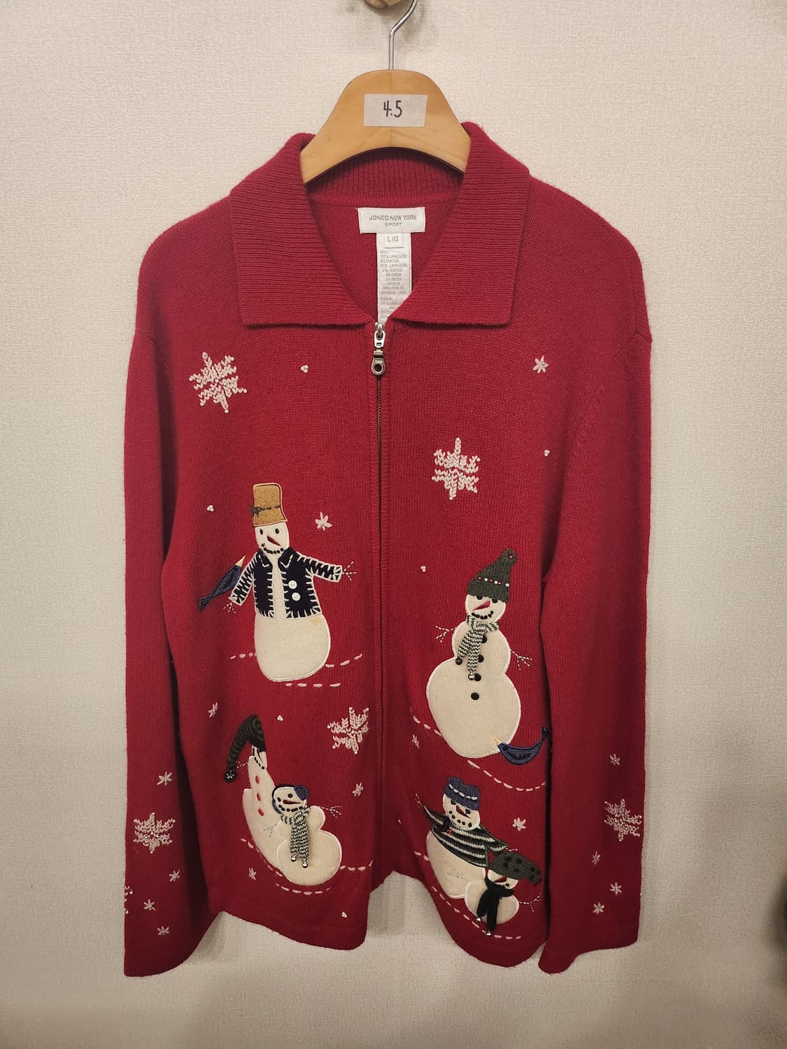 ((미국 빈티지))눈사람☃️ 레드 니트 집업가디건 상품이미지1