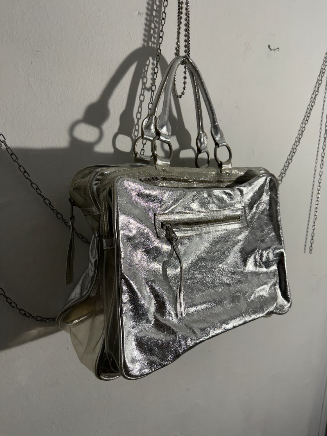 atos lombardini 실버 PVC 빅 모터백 상품이미지1