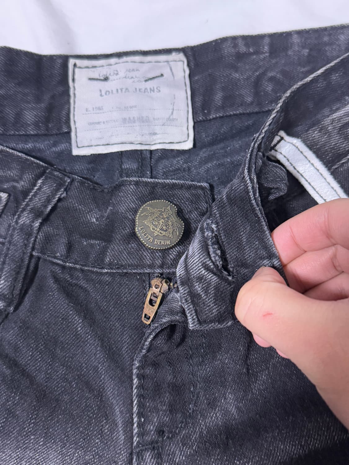 Lolita jeans 유니언잭 디스트레드 플레어 진 글램 록 y2k 상품이미지6