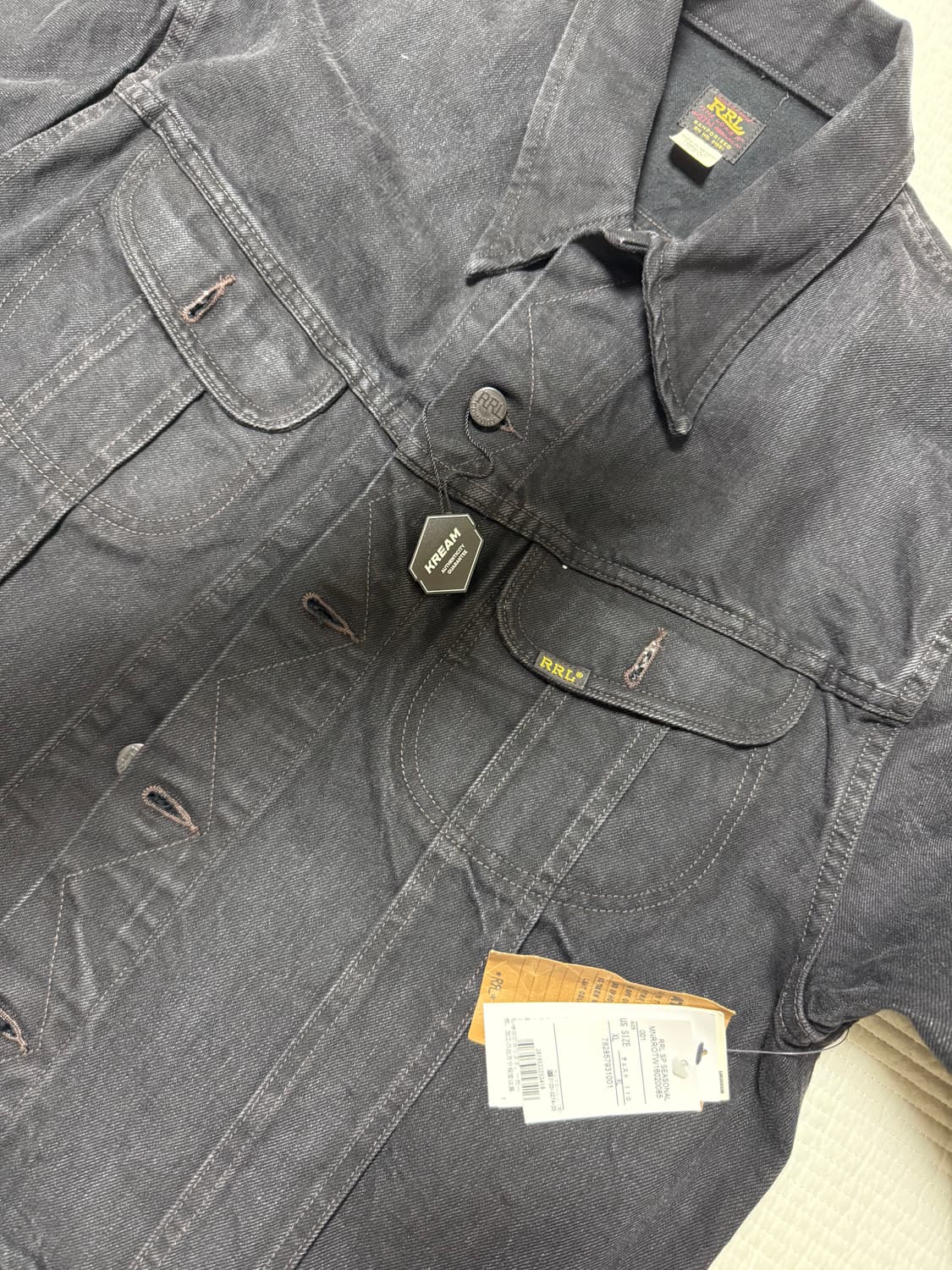 더블알엘 데님 트러커 자켓 블랙 상품이미지2