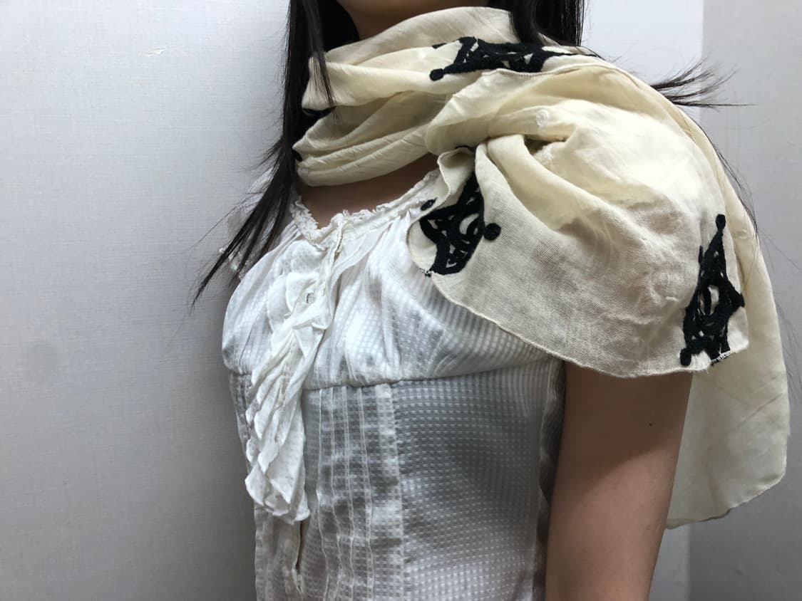 빈티지 아이보리 스타 패턴 스카프 상품이미지2