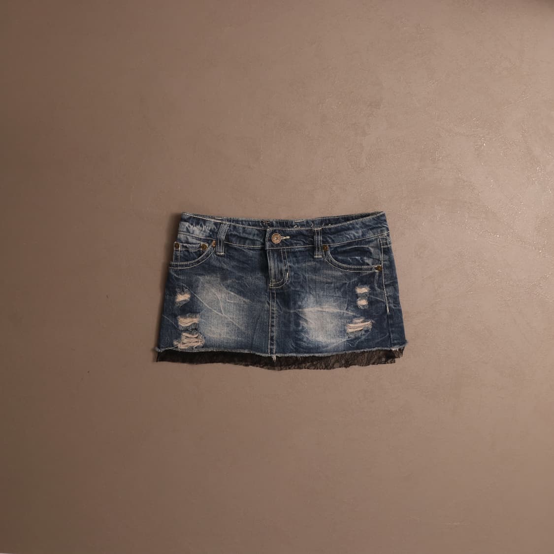 일본빈티지 데님 레이스 워싱 미니스커트 A474 상품이미지1