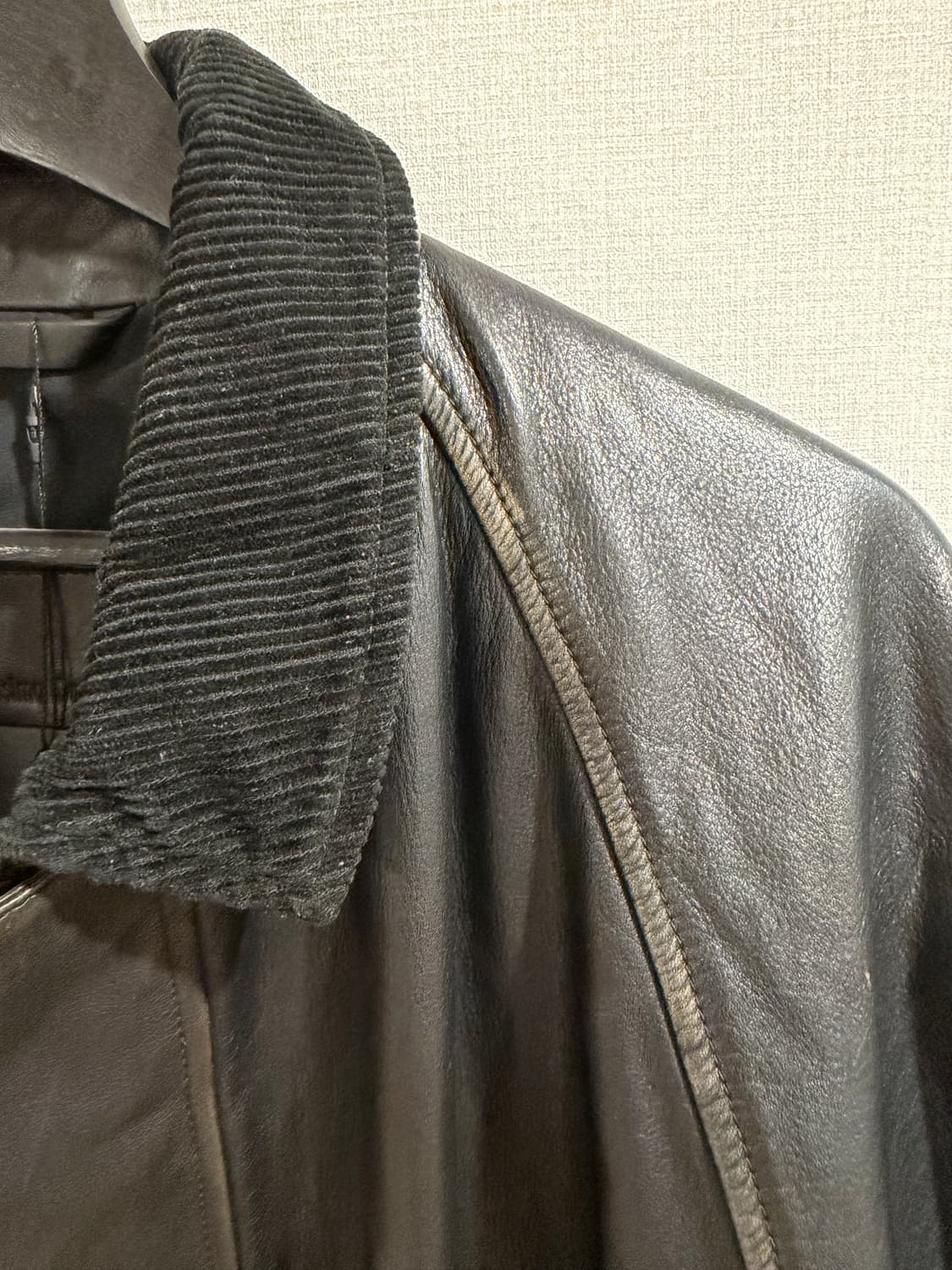 마시모두띠 램스킨 코듀로이 카라 가죽 레더 자켓 상품이미지8