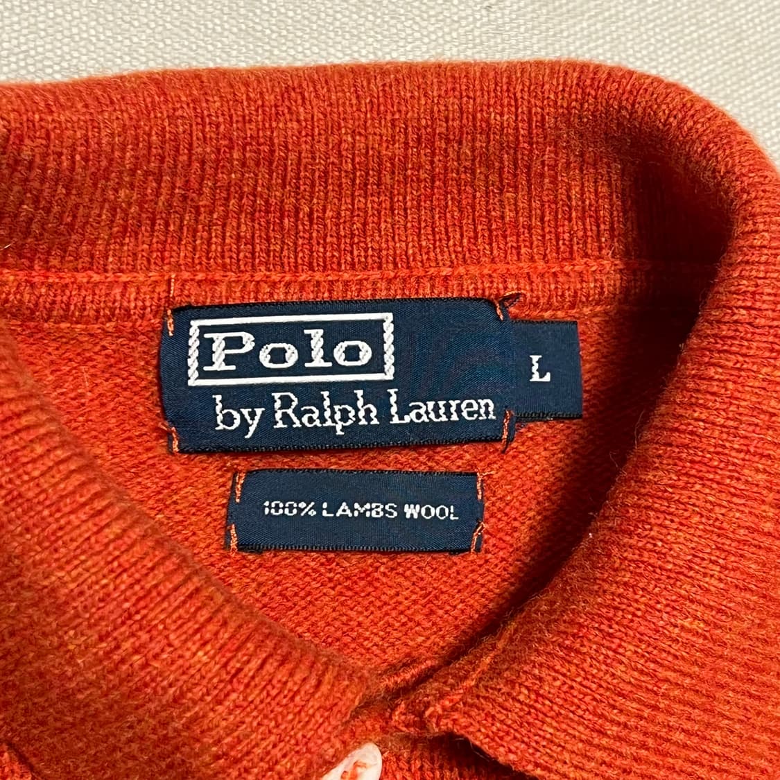 L 폴로랄프로렌 블루 포니 램스울 오렌지 카라 니트 상품이미지4