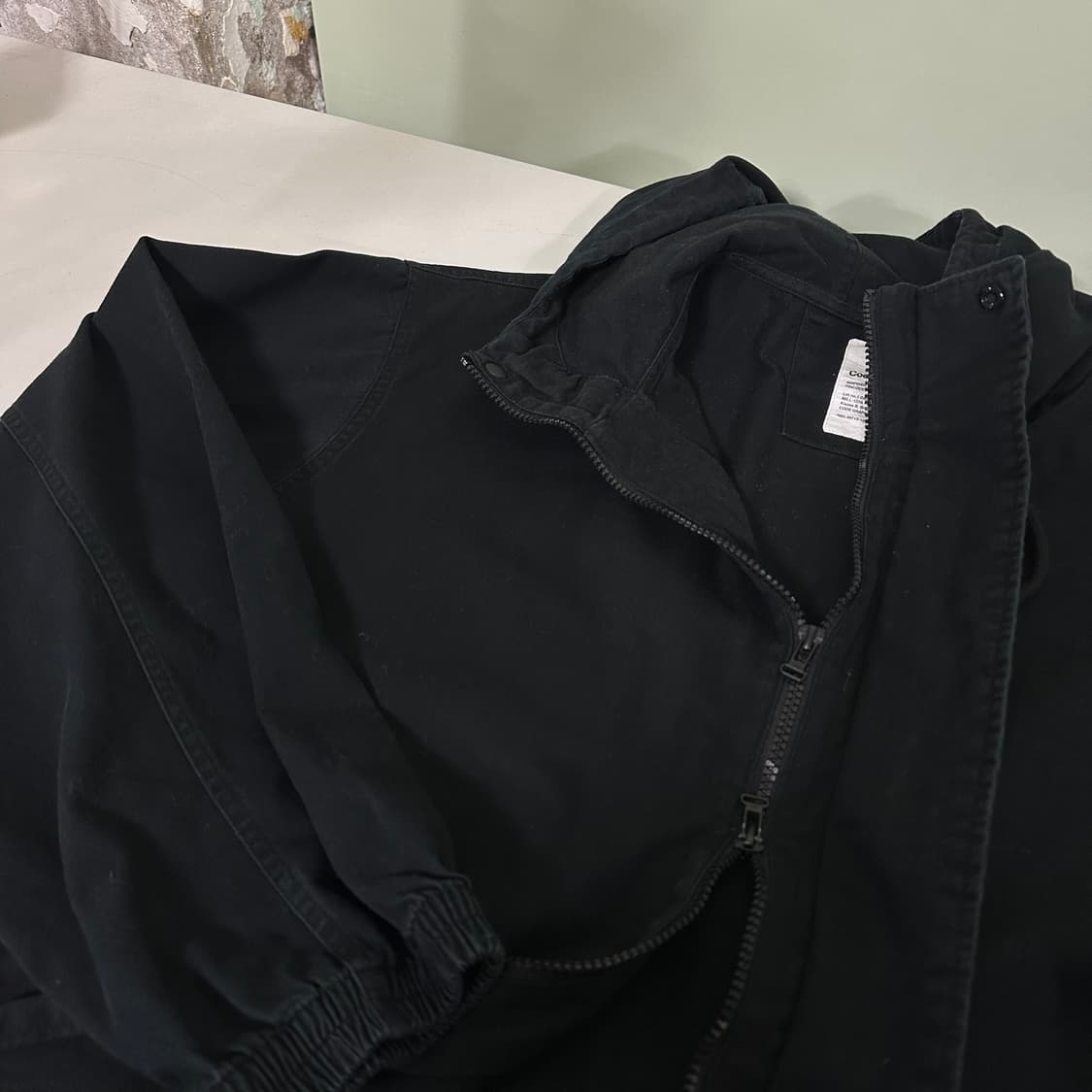 XL 코드그라피 블랙 후드 오버핏 숏야상 상품이미지2