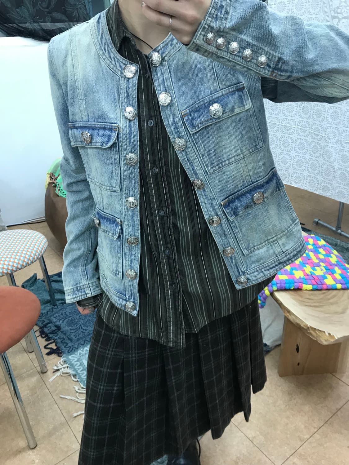 빈티지 워싱 멀티포켓 오픈 연청 데님자켓 상품이미지2