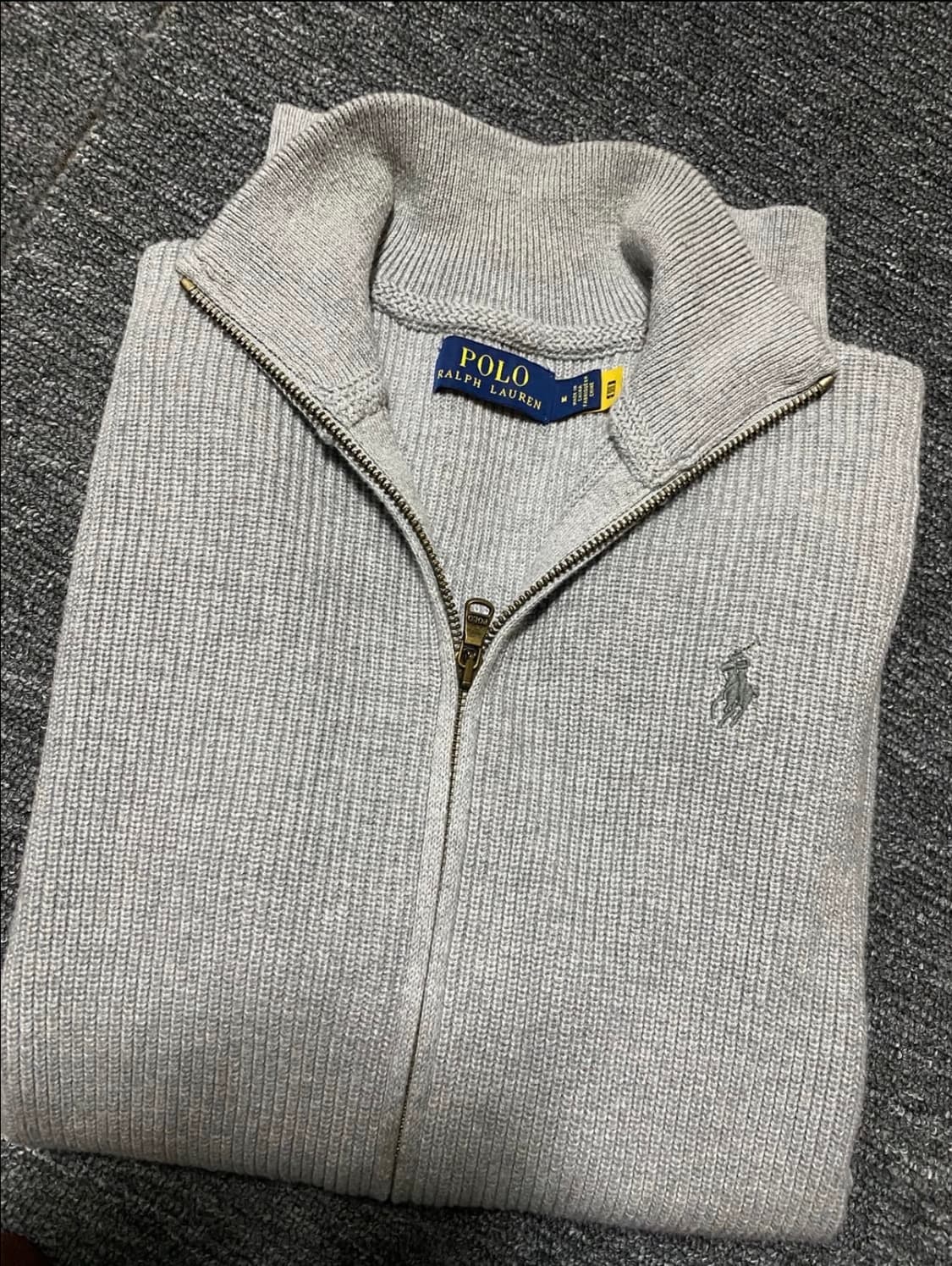 폴로 랄프로렌 최신형 QR택 그레이 스웻 니트 집업 가디건 M 상품이미지4