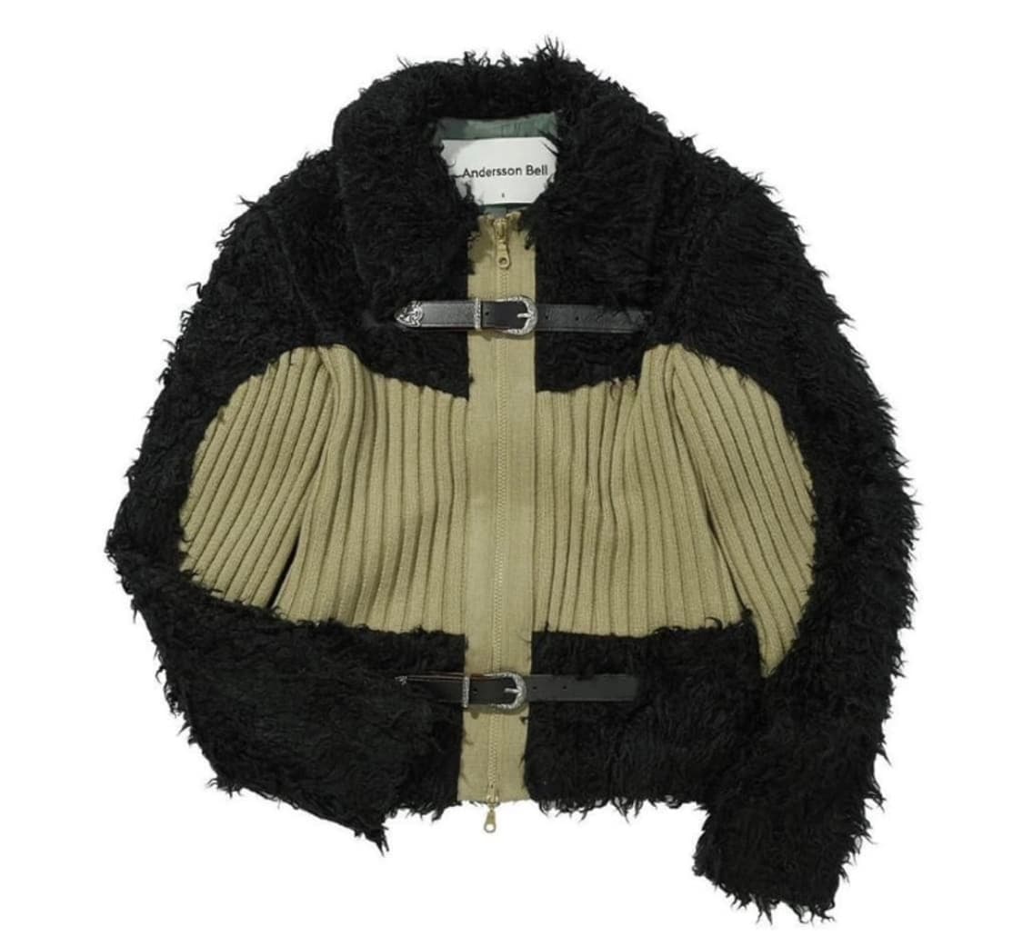 (유일매물)앤더슨벨 올가 헤어리 니트 집업 블랙 상품이미지2