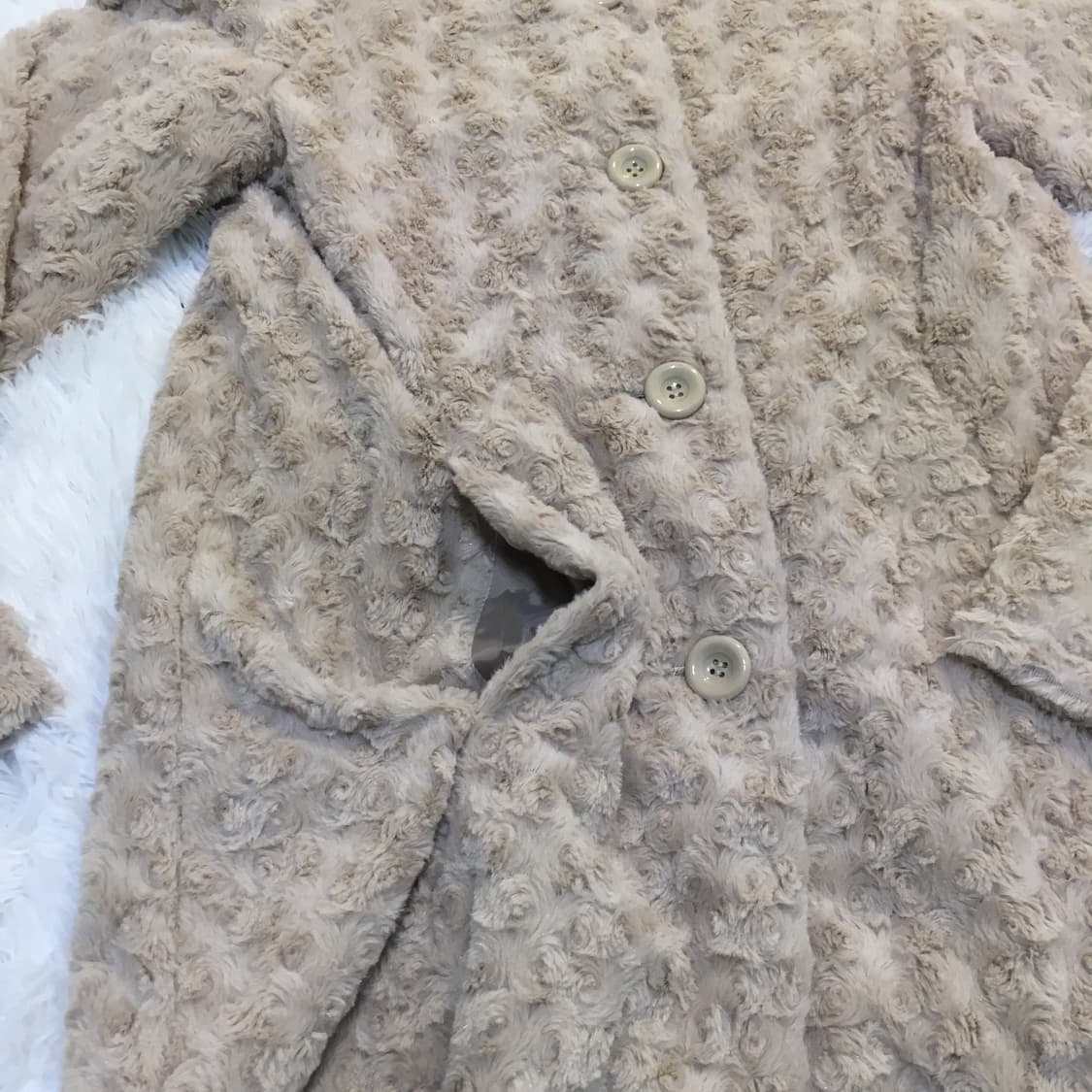 빈티지 아이보리 로즈 퍼 자켓 y2k 스트릿 갸루 펑키 일본빈티지726  상품이미지6