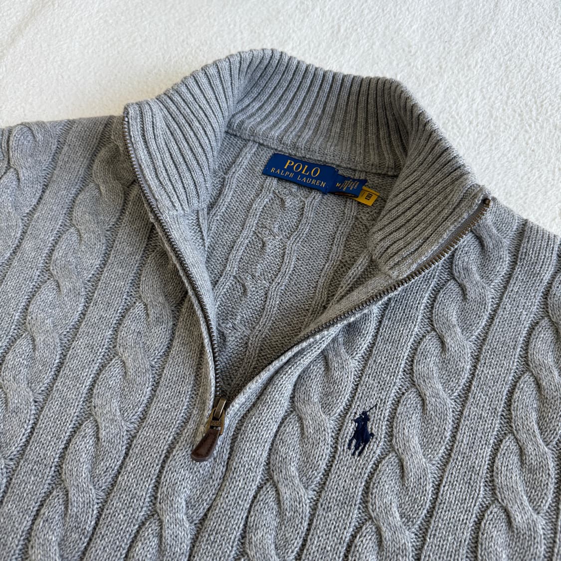 폴로랄프로렌 꽈배기 하프집업 니트 그레이 상품이미지3