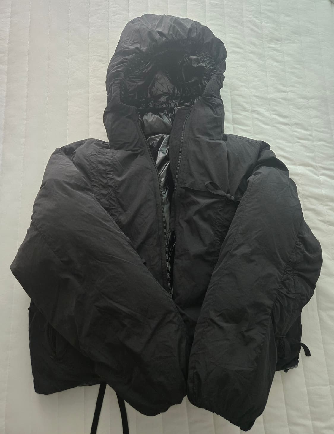 파르티멘토 리버시블 셔링 후디드 푸퍼 자켓 블랙 상품이미지5