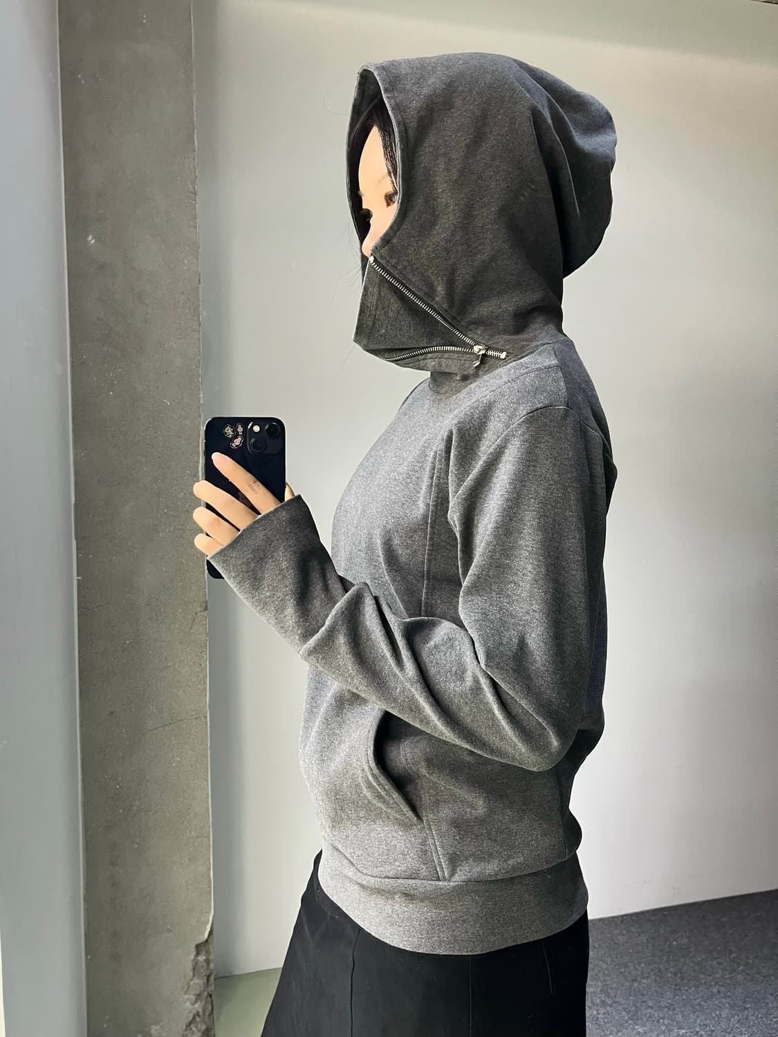 세만틱 디자인 비대칭 집 빅 후디 상품이미지1