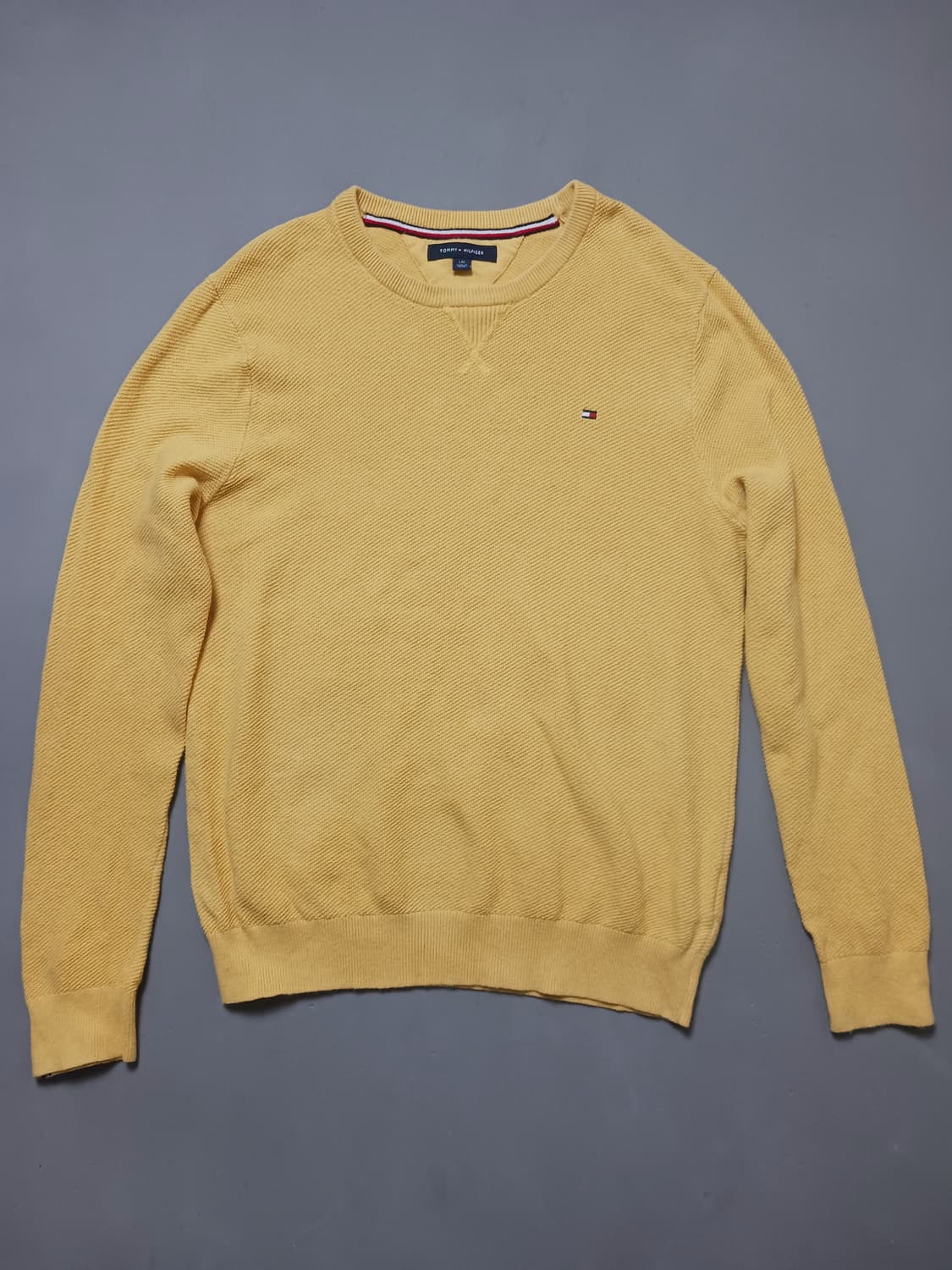 [L] 타미힐피거 와플 머스타드 라운드넥 니트 상품이미지1