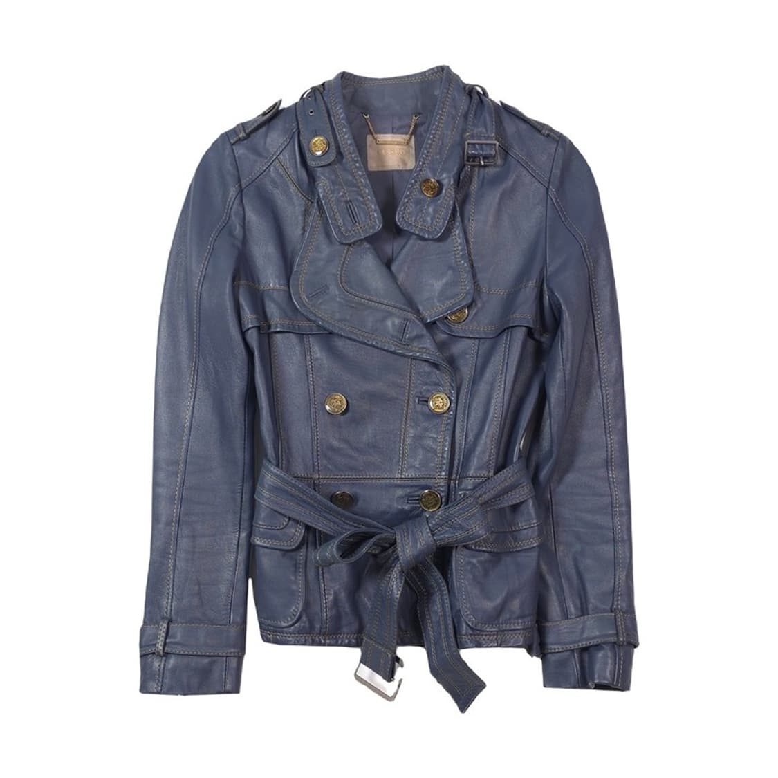 씨씨클럽 리얼 양가죽 금장 버튼 벨티드 트렌치 자켓 상품이미지1