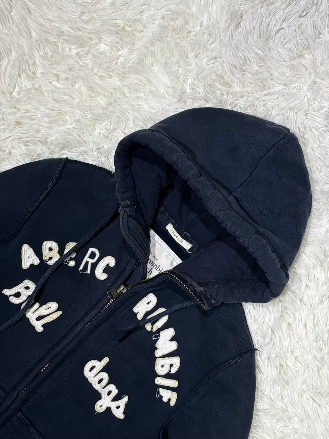 아베크롬비 네이비 빅로고 헤비스웻 후드집업 상품이미지5