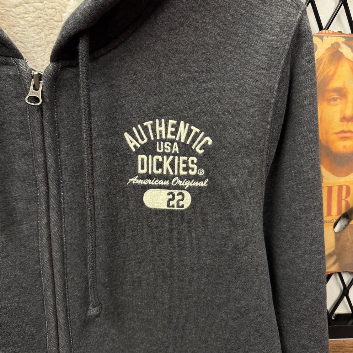 디키즈 어센틱 후드 집업 안감 양털 디테일 그레이 상품이미지5