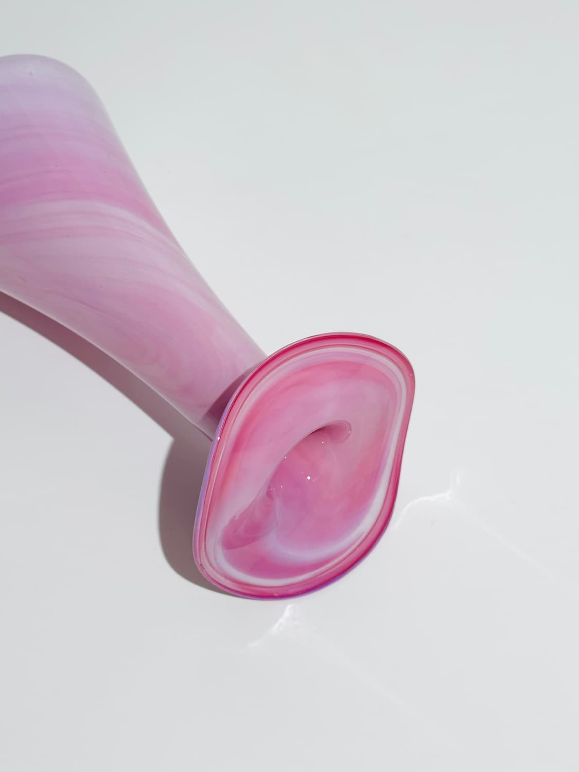 독일 빈티지 핸드블로운 아트글라스 칼라릴리 핑크 마블 화병 상품이미지5