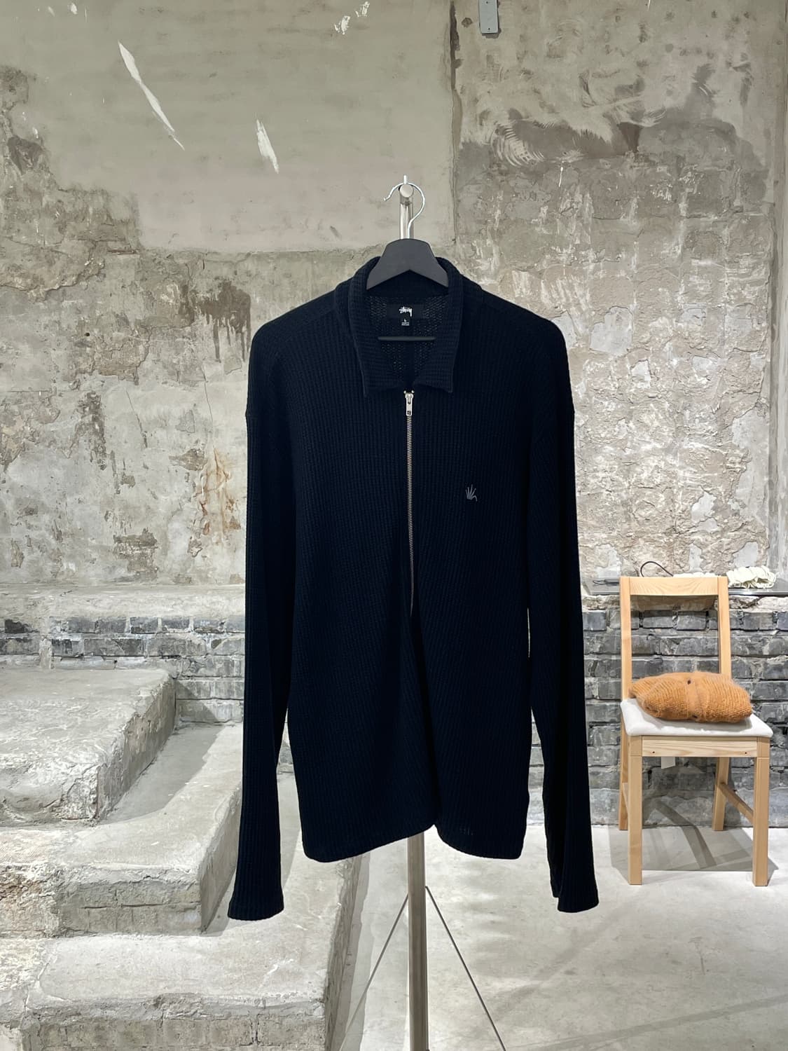 스투시 블랙 빅 써멀 와플 집업 자켓 상품이미지1