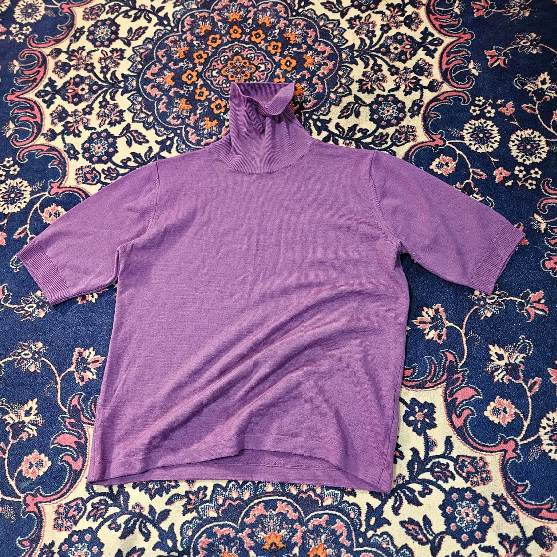 MARIANI in Italy 메리노울 100% 퍼플 터틀넥 S size 상품이미지1