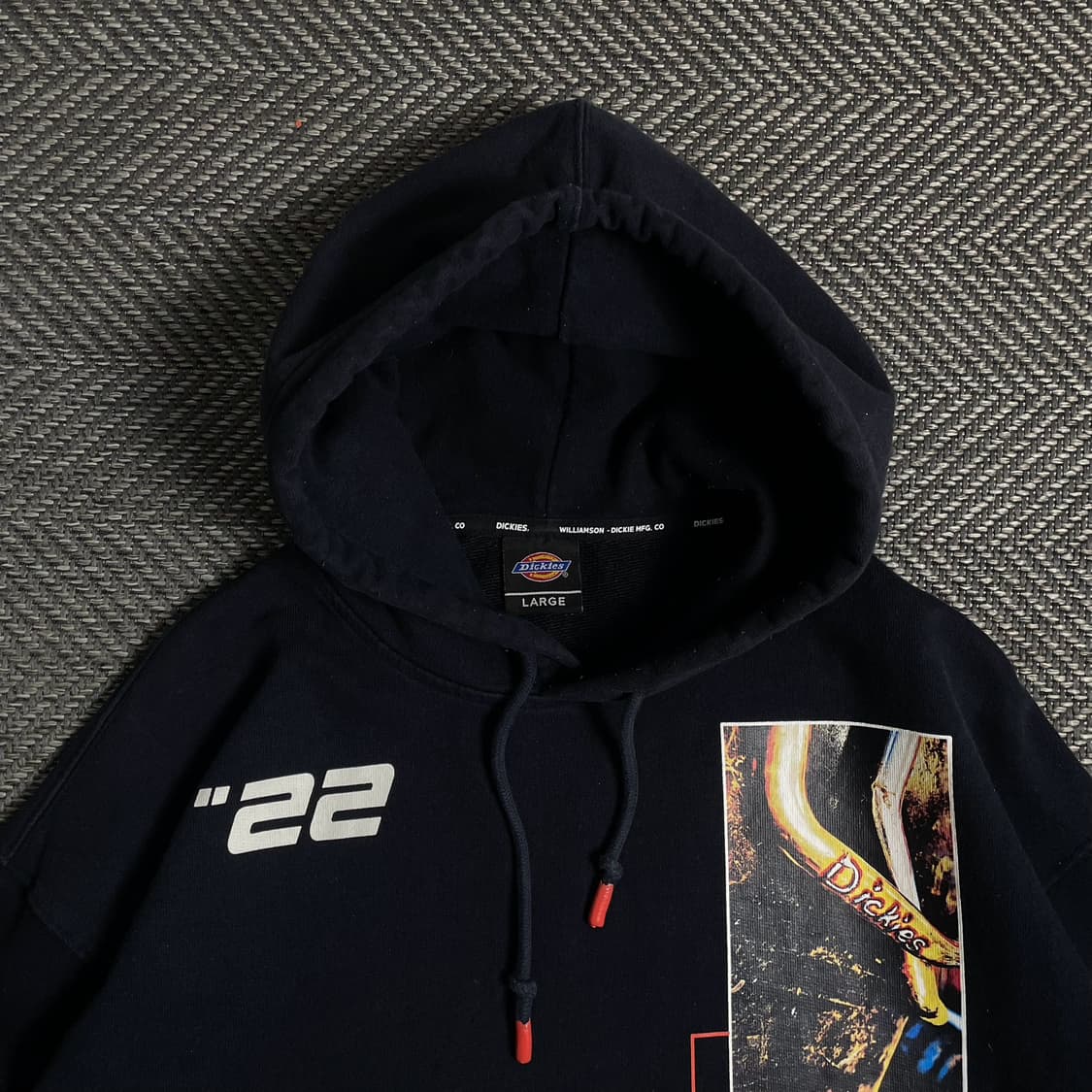 00s 디키즈 패치워크 그래픽 박시핏 후드 티셔츠y 4777 상품이미지5