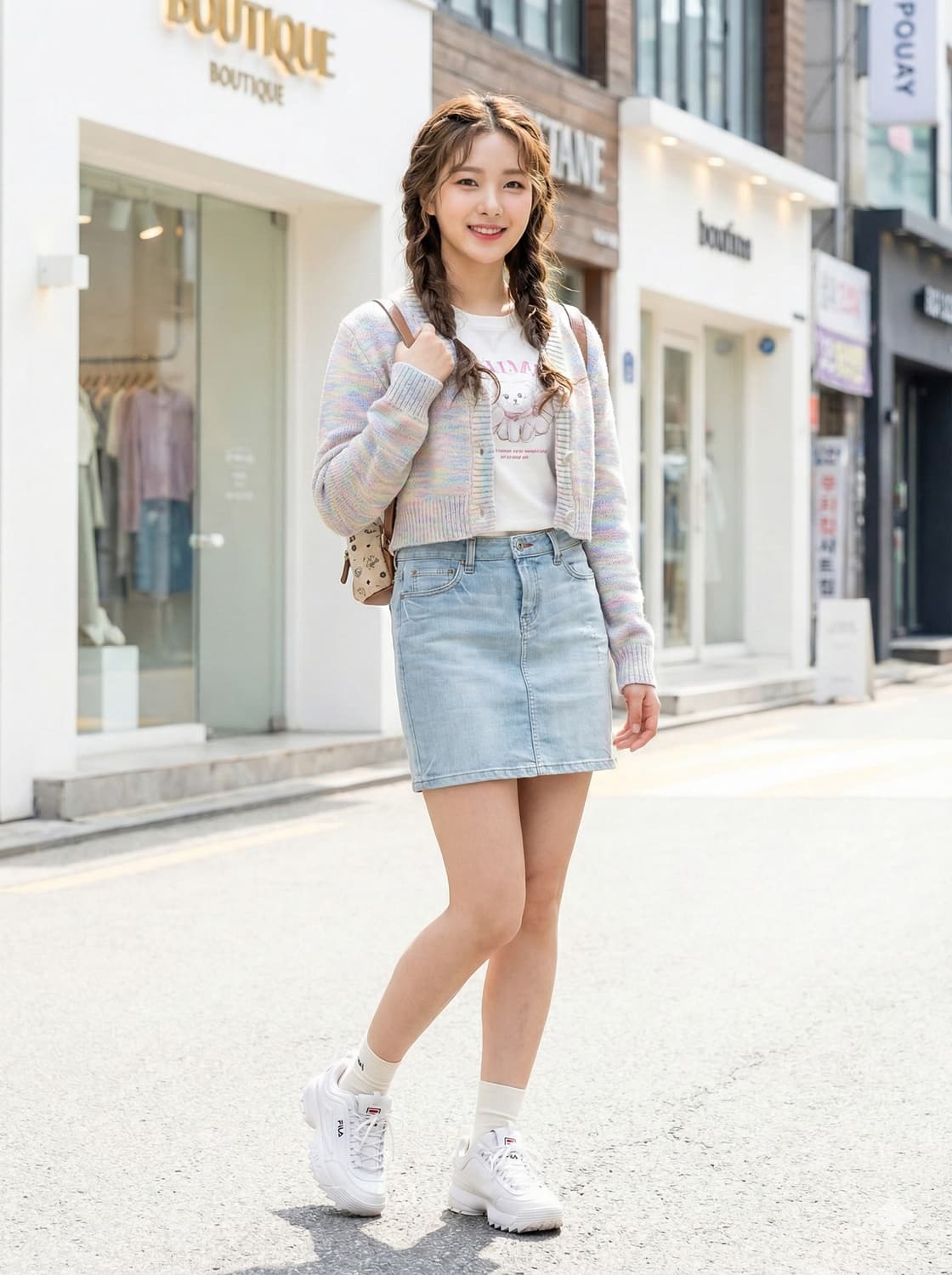 빈폴진 뒷트임 체크 포인트 데님 스커트 상품이미지1