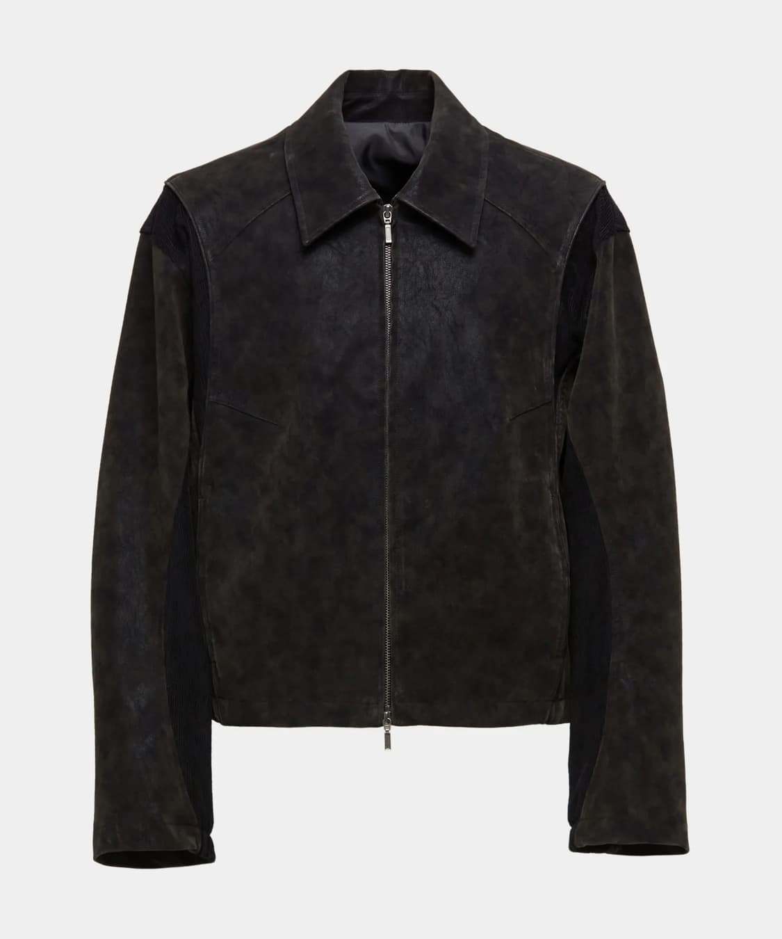 쿠어(COOR) 믹스드 스웨이드 파이핑 점퍼 (블랙브라운) 상품이미지1