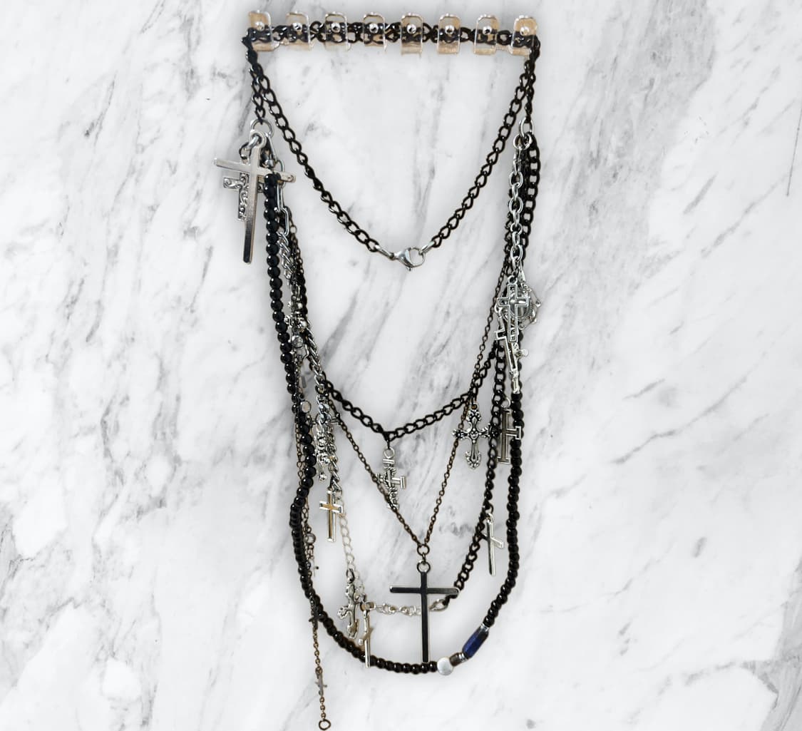 Vkei-Layered Cross necklace 상품이미지1