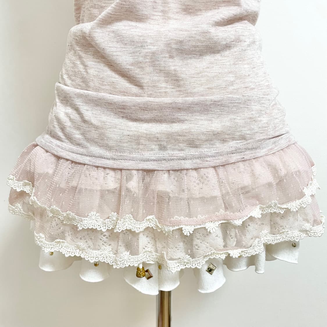 일본빈티지 히메갸루 핑크도트슬리브리스 러블리 도트탑 땡땡이나시갸루러블리 상품이미지5