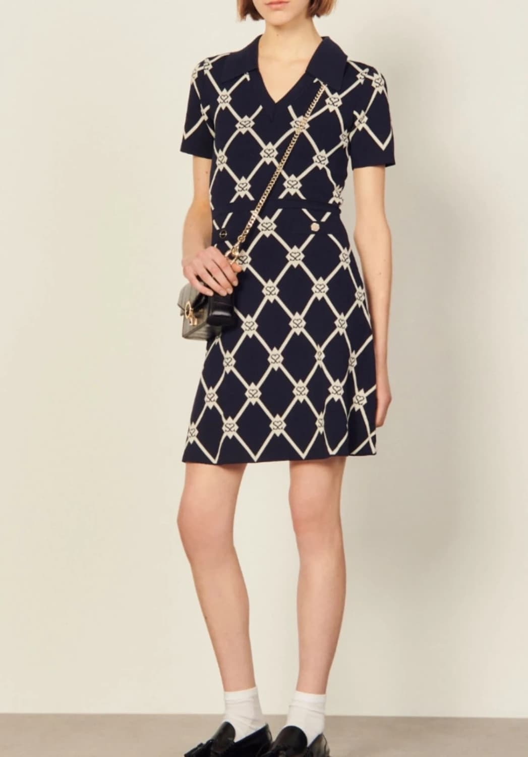 산드로(SANDRO) 자카드 니트 미니 원피스 상품이미지1