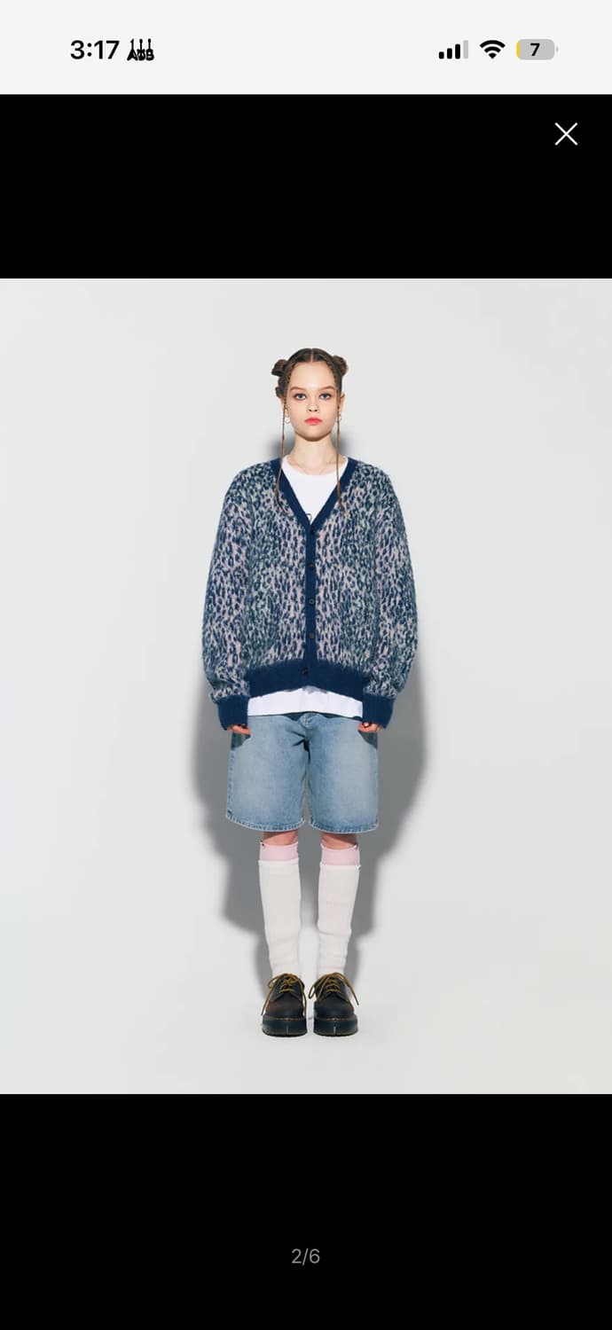 애즈이프캘리 LEOPARD KNIT CARDIGAN NAVY 상품이미지1