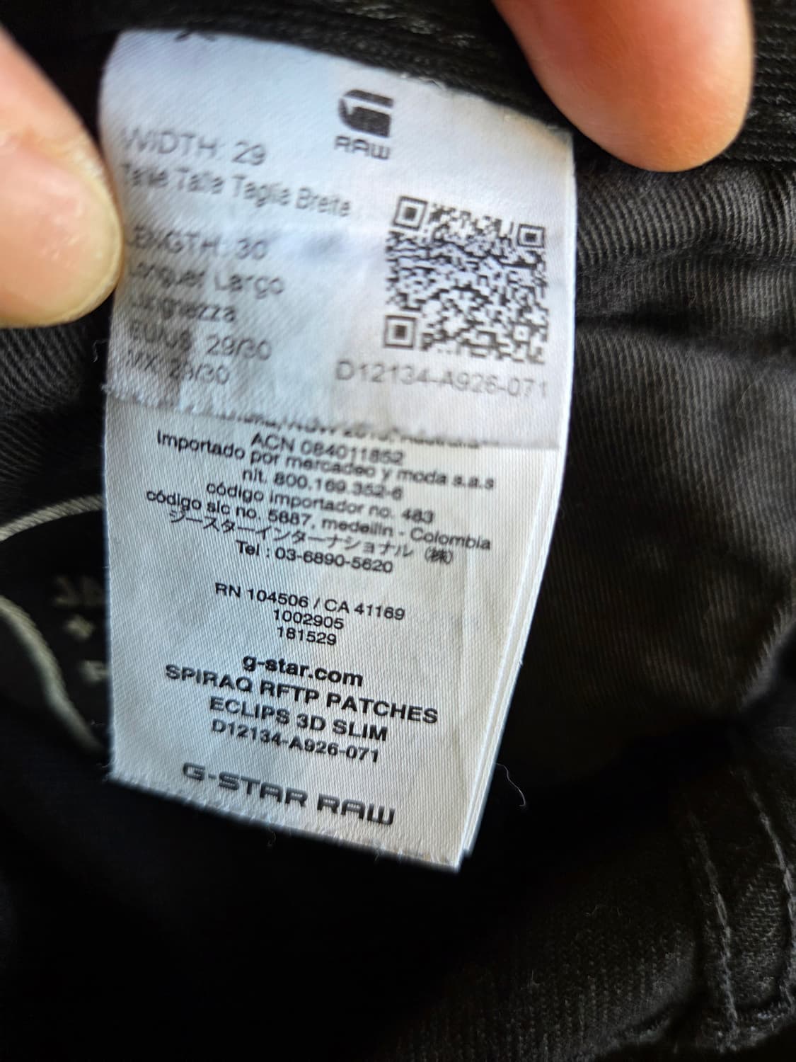 G-Star 블랙 데님 패치 워크 팬츠(W28/L30)택없음/디피용 상품이미지6