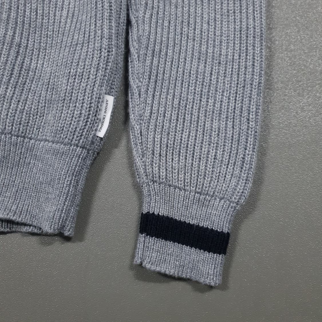 S) 아르마니 익스체인지 신형 리브 조직 코튼 니트 크루넥 스웨터 그레이 상품이미지4
