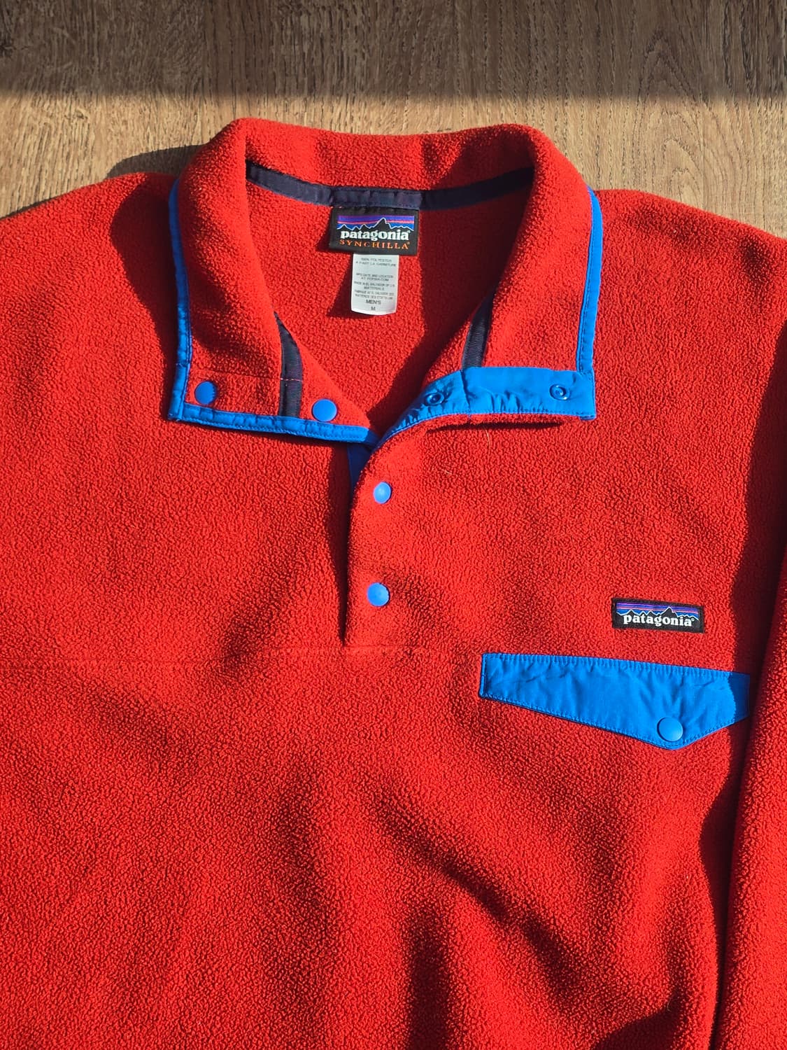 파타고니아 신칠라 스냅티 오렌지/블루 L 헤비웨이트 상품이미지1