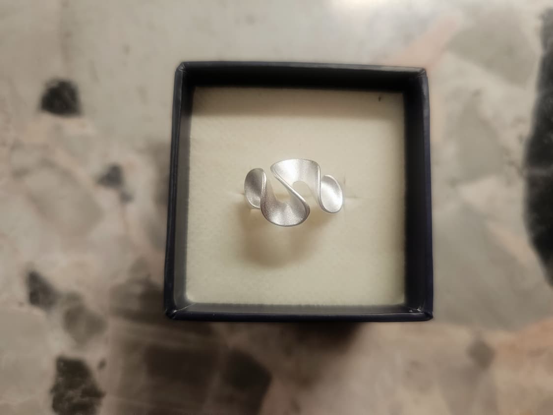 무광 실버 웨이브 오픈 링  은반지 상품이미지5